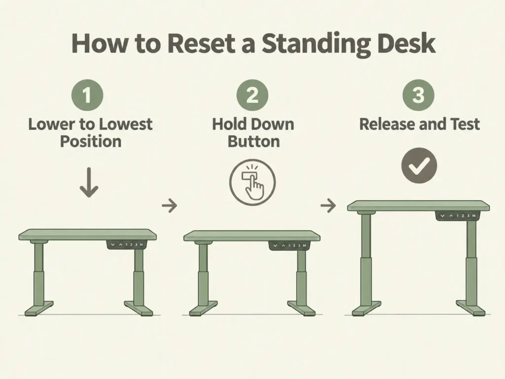 Comparison chart of standing desk error codes across FlexiSpot, Uplift, and Fezibo